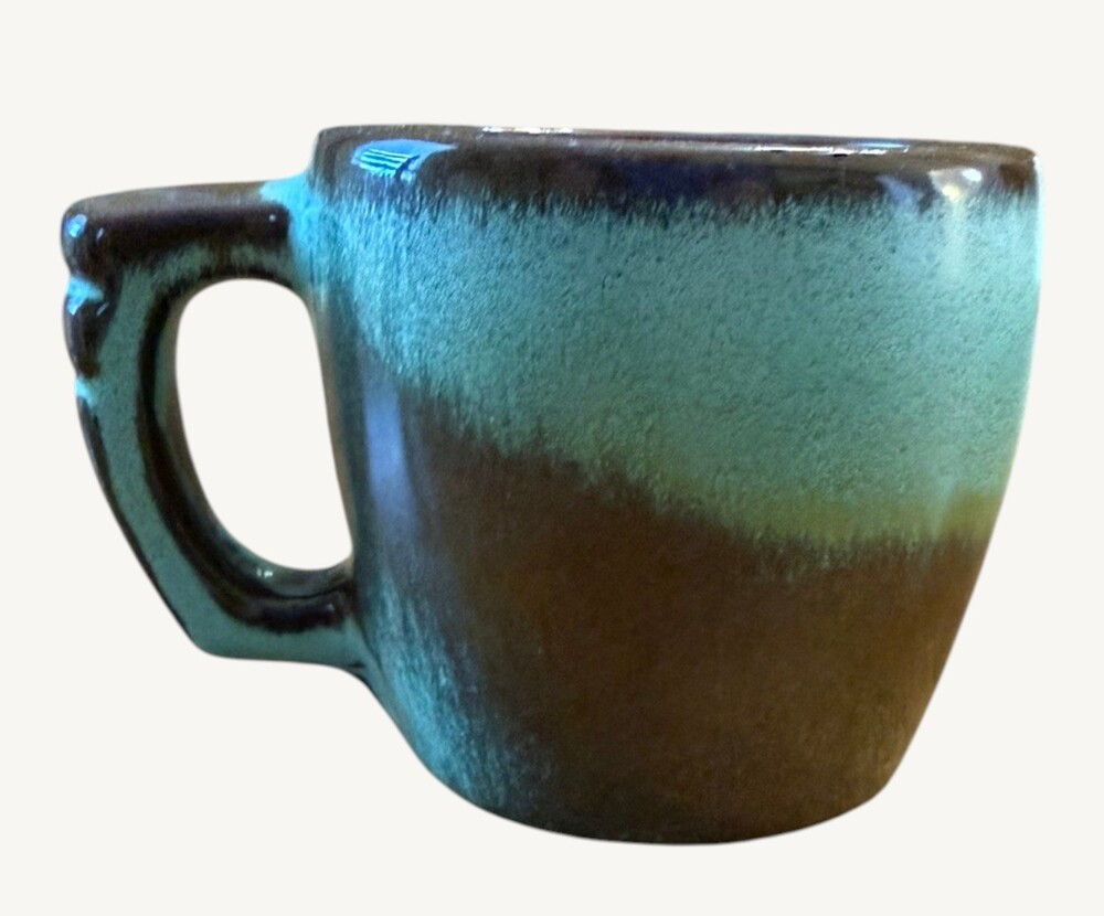 Vintage Frankoma Pottery 5C Coffee Cup Mug Prairie Green Oklahoma Stoneware